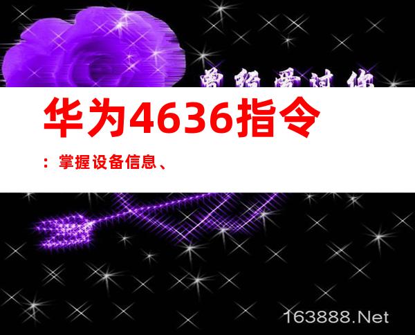 华为4636指令：掌握设备信息、调控性能的神秘密钥